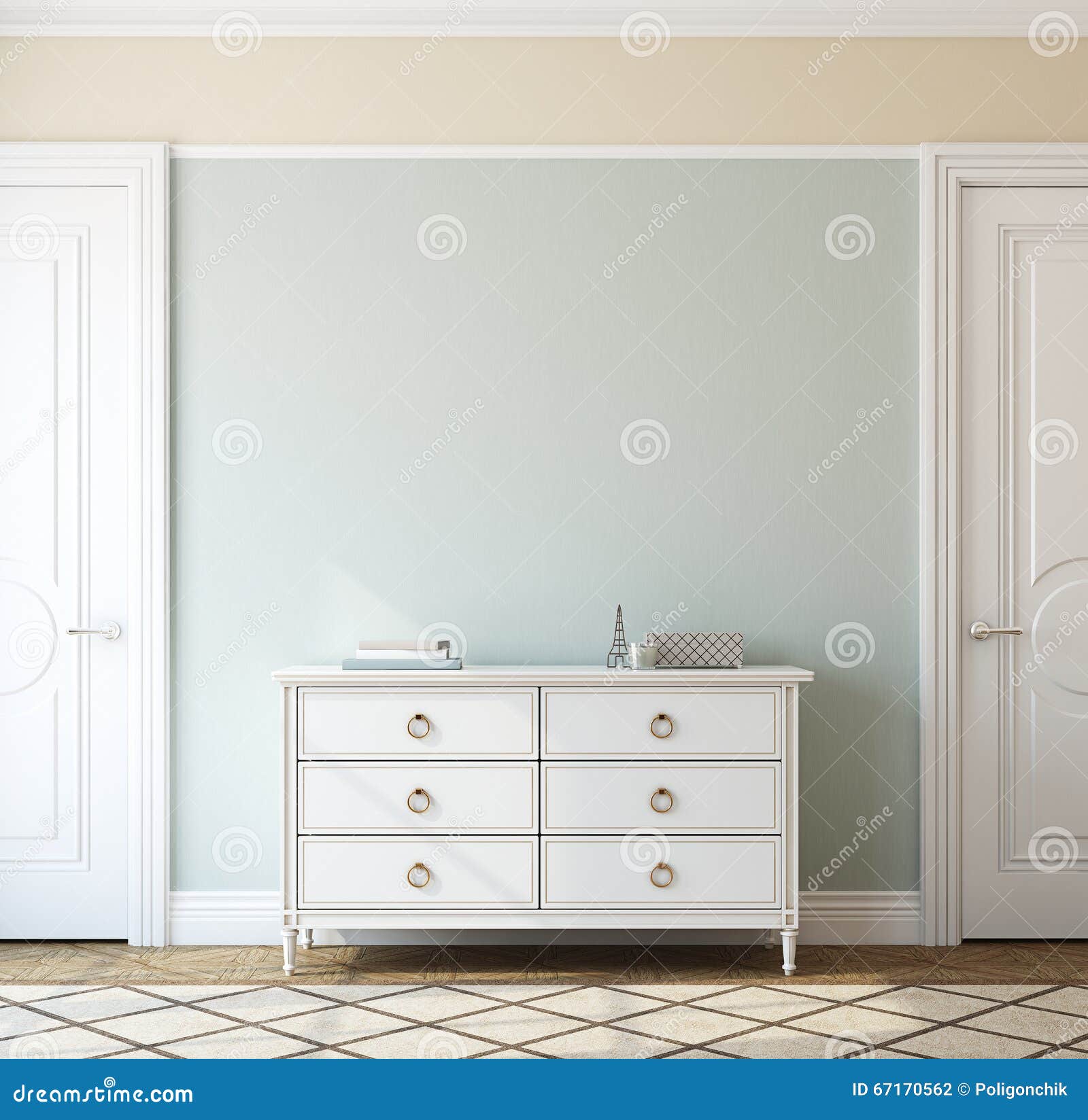 Interior With Dresser 3d Rendering Stock Illustration
