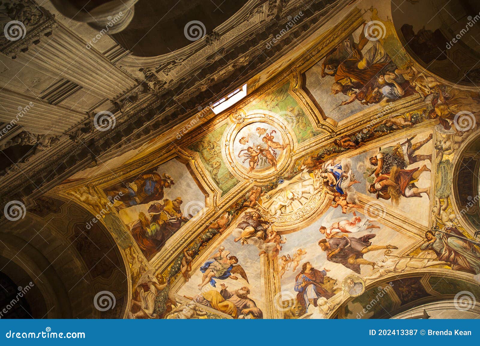 interior of the duomo or cathedral in siracusa or syracuse in sicily italy