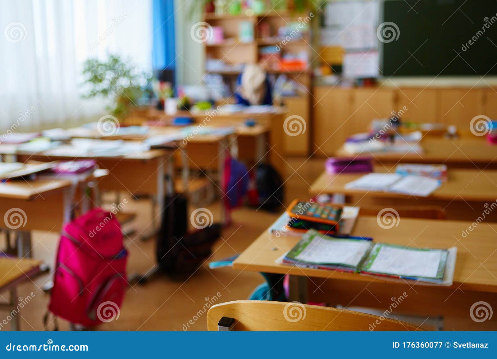 interior of an empty school classroom. concept of coronavirus covid-19 quarantine in schools and educational institutions