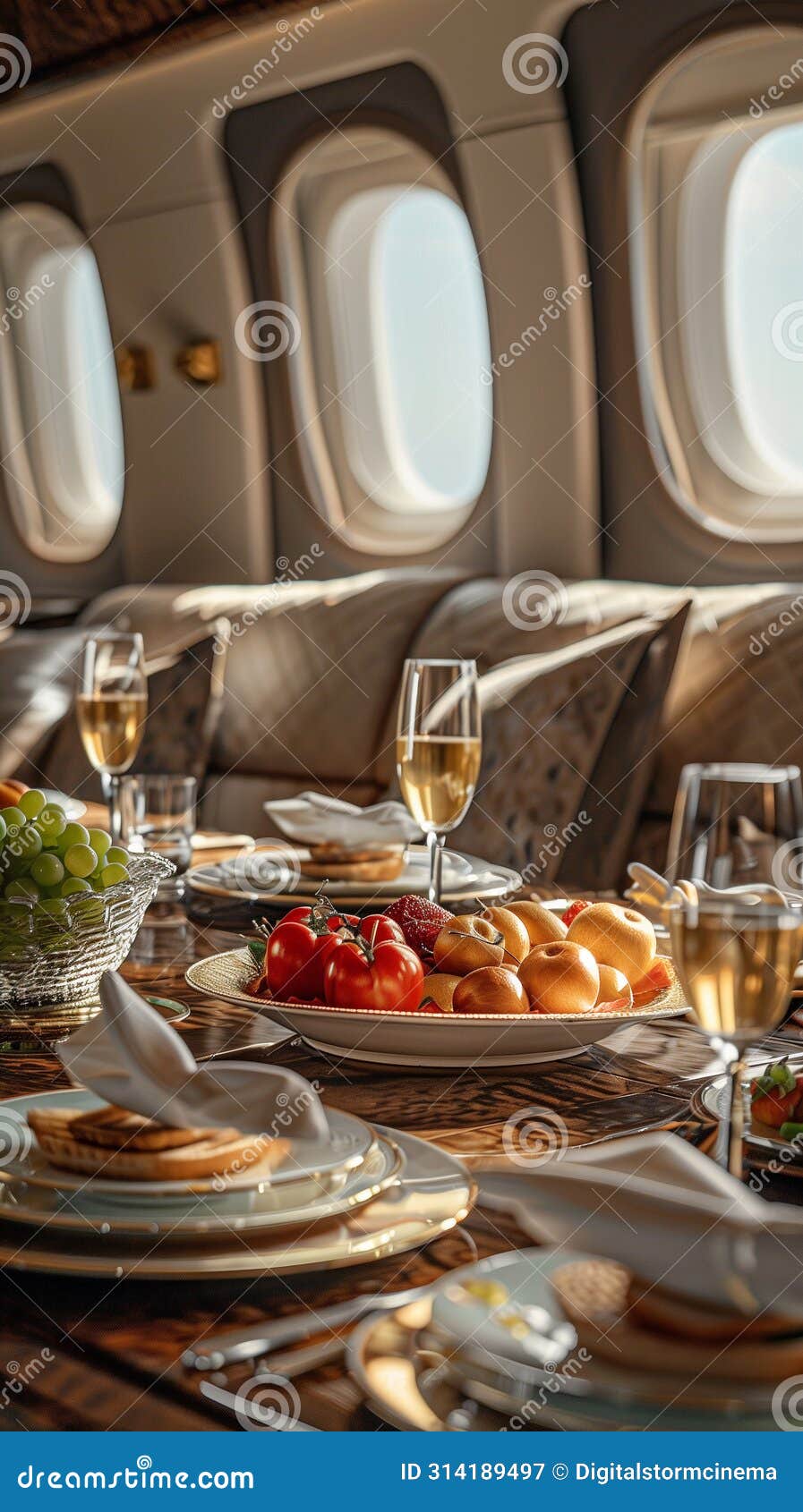Interior of an Executive Corporate Jet with Elegance and Luxury