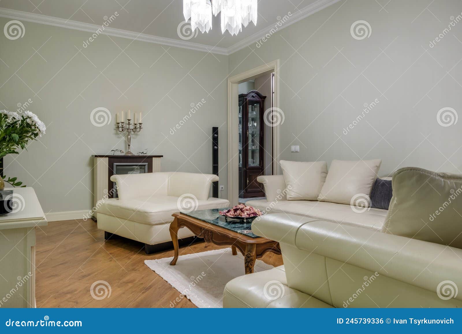 Interior of Expensive Living Room in Studio Apartments or Flat with