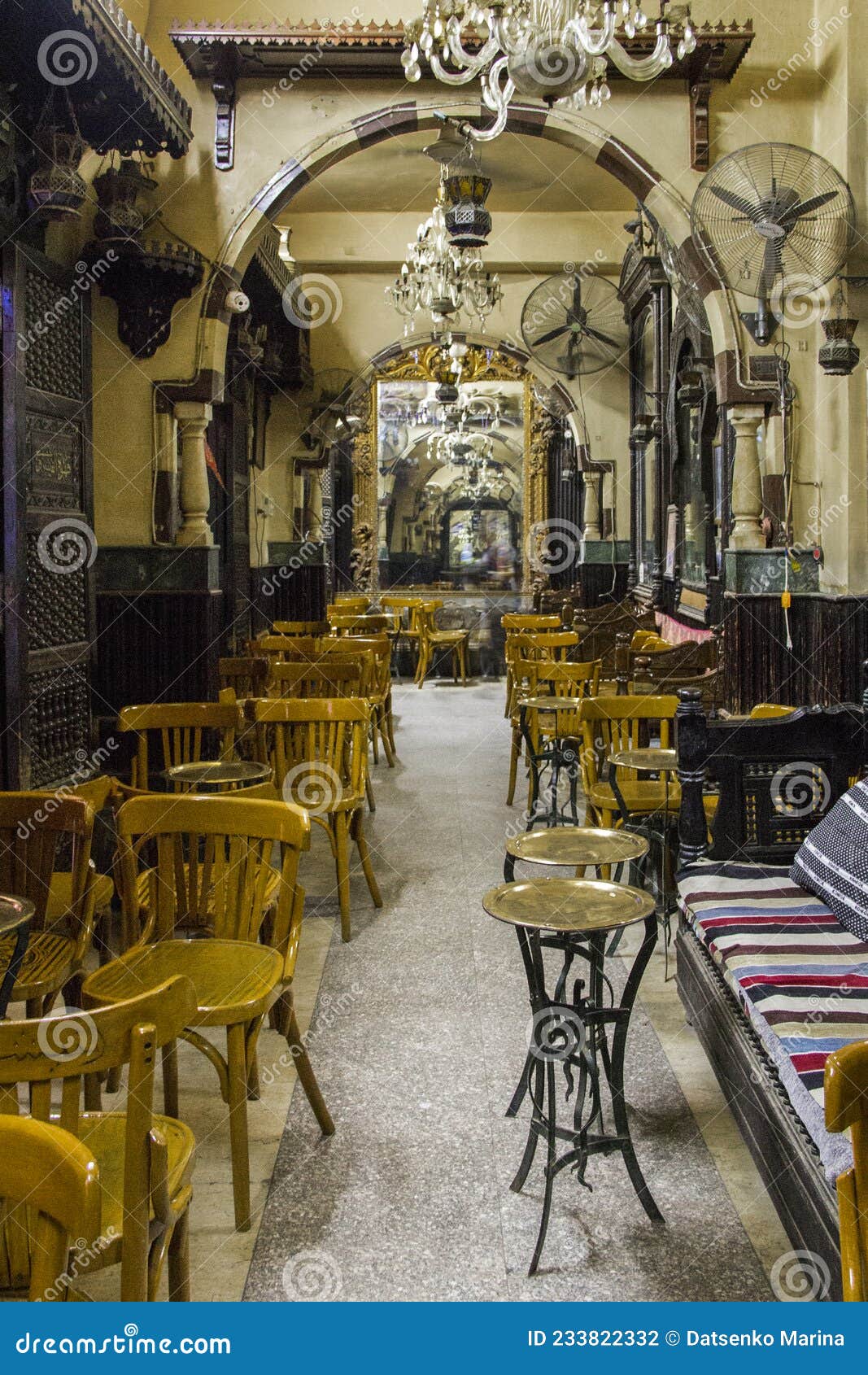 interior of the famous ancient al fishawy cafe at khan el khalili market