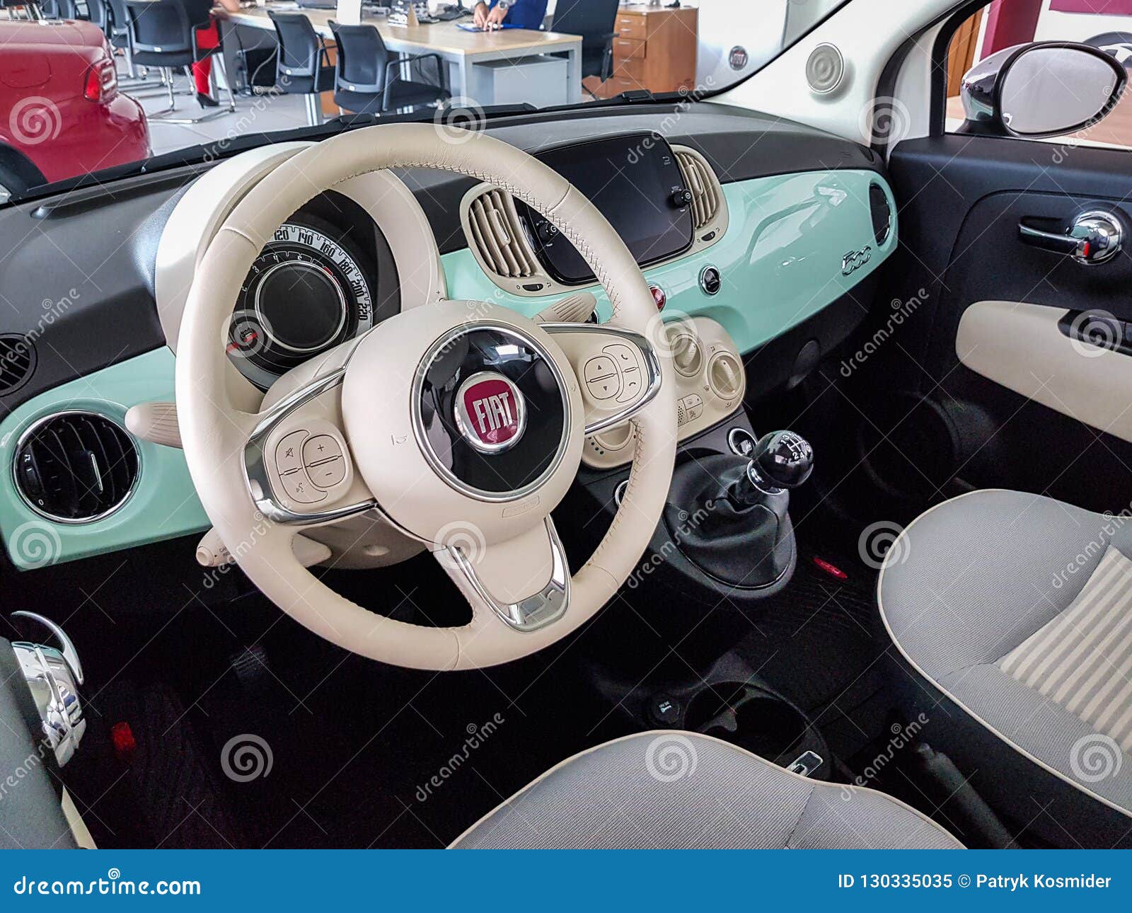 Interior of Fiat 500 car editorial image. Image of model - 130335035