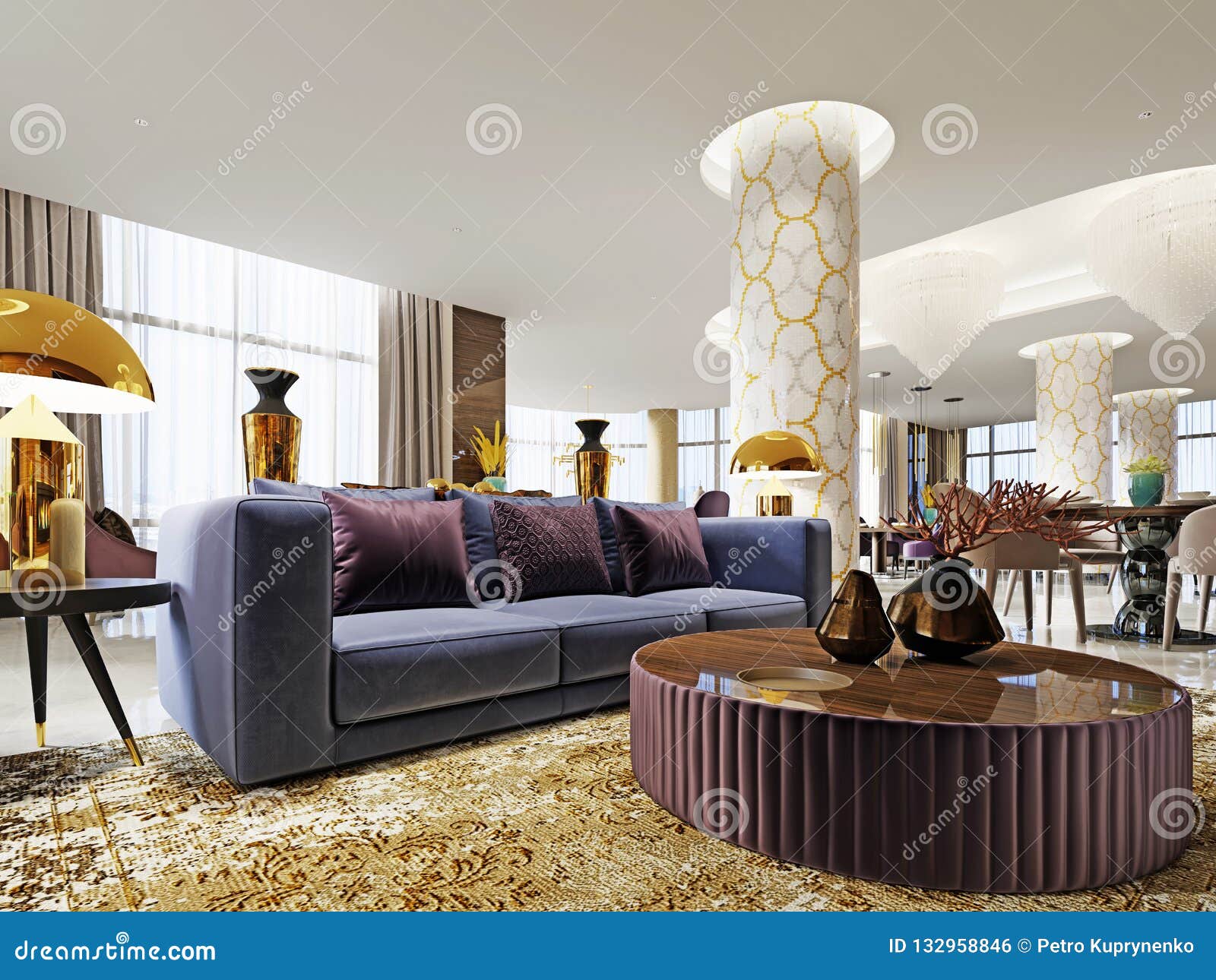 Interior Of A Five Star Hotel Lobby Stock Illustration