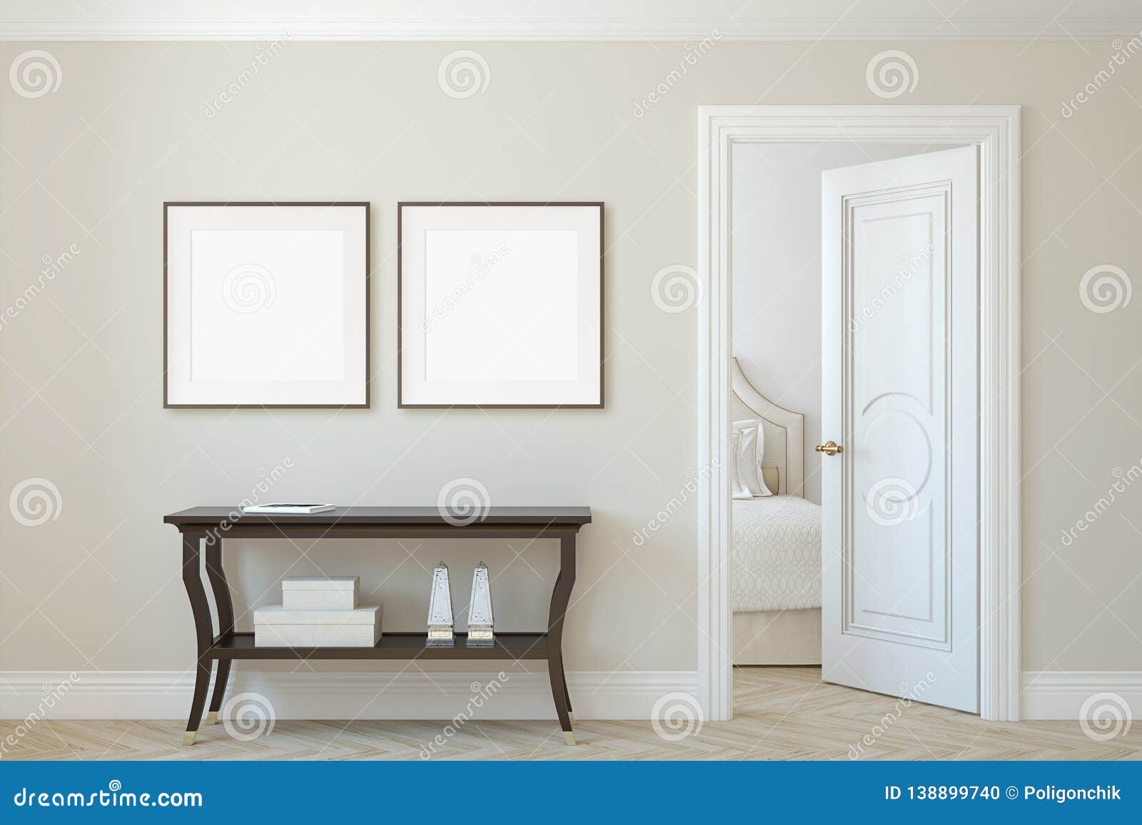 Interior And Frame Mockup 3d Rendering Stock Illustration