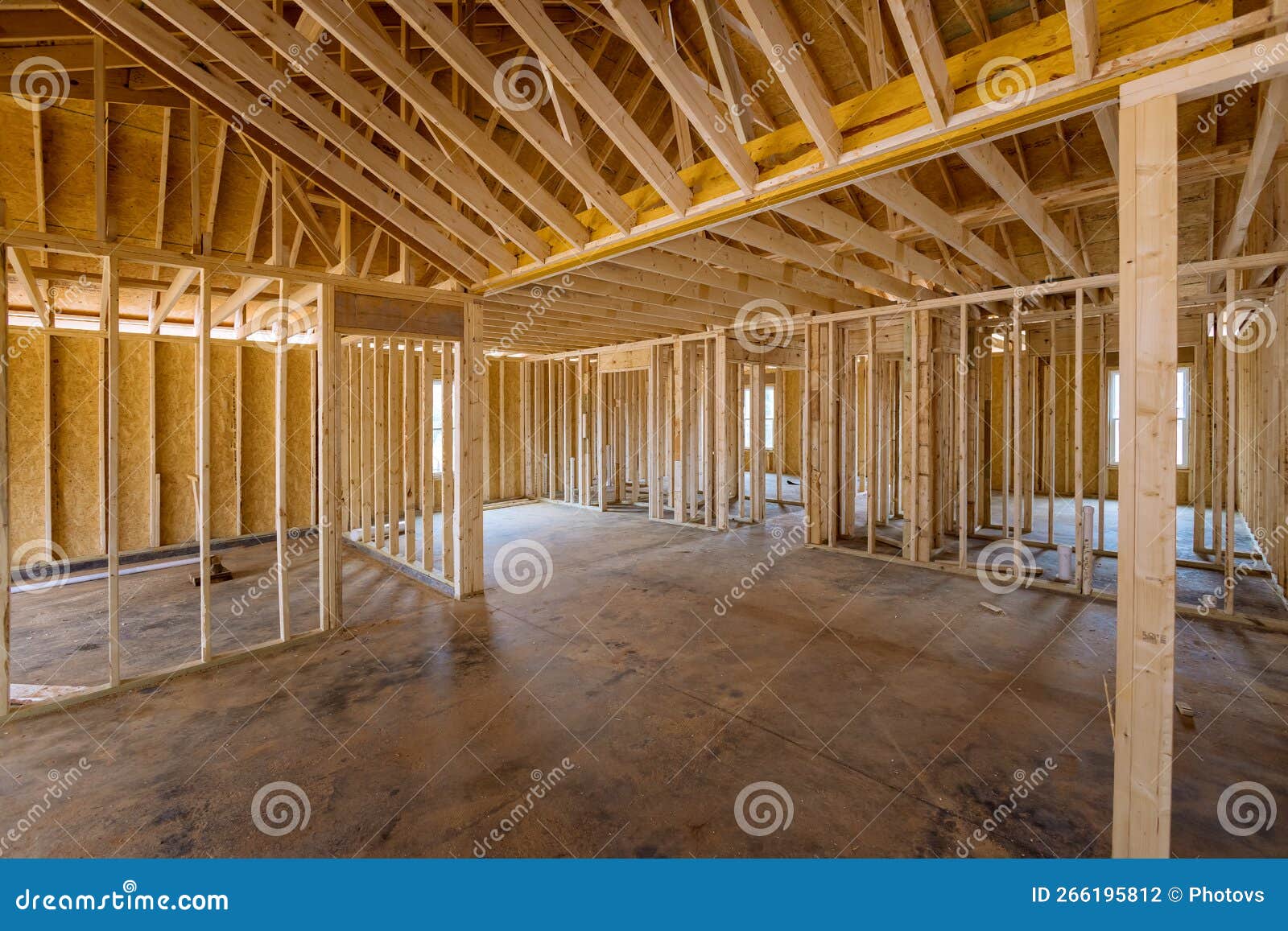 This is an Interior Framing Shot of a Newly Constructed House Under