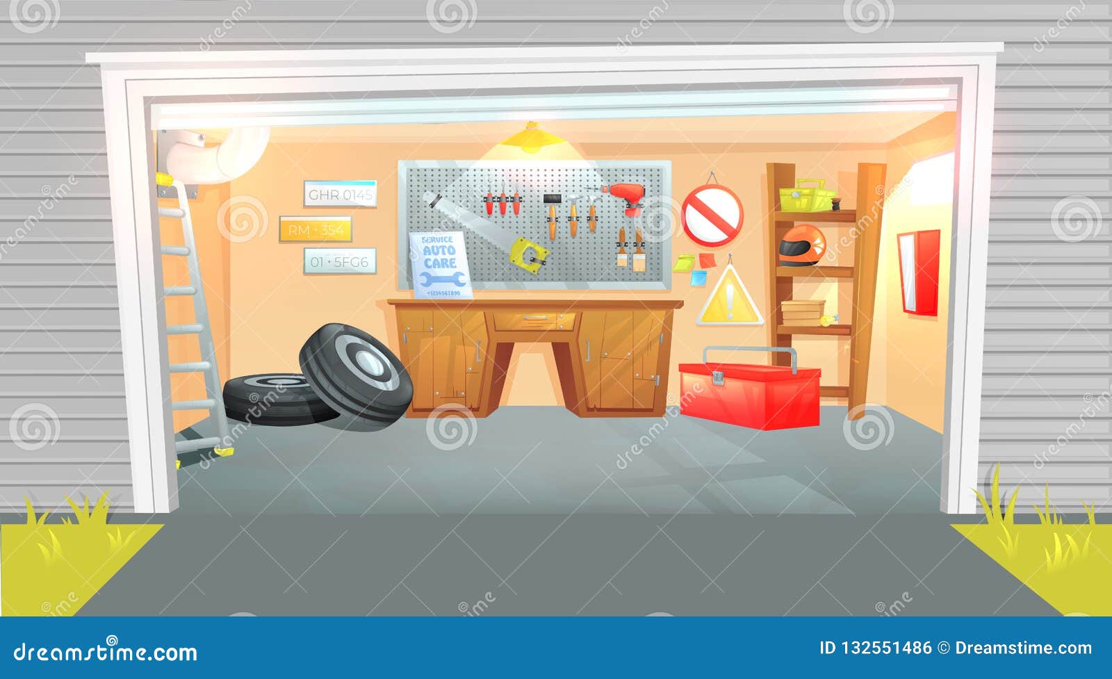 The Interior of the Garage. Workplace of the Master on Car Repair with