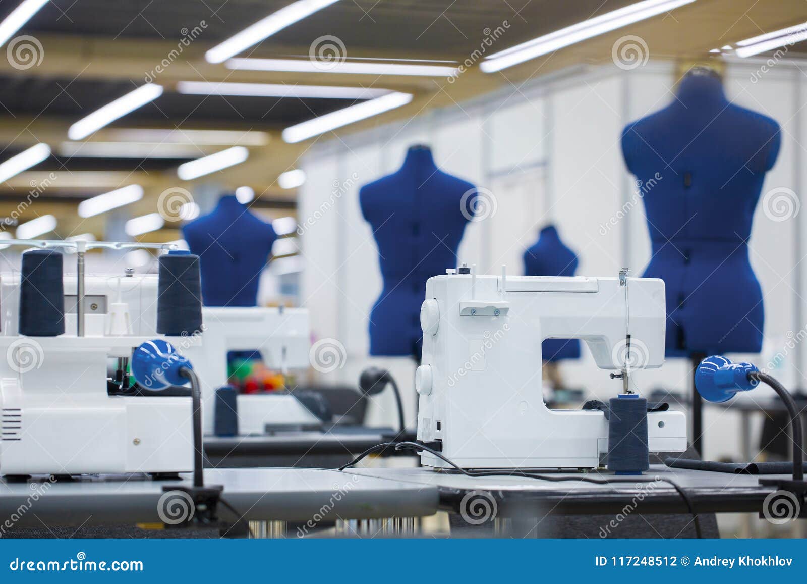 interior of garment factory. tailoring industry, fashion er workshop, industry concept