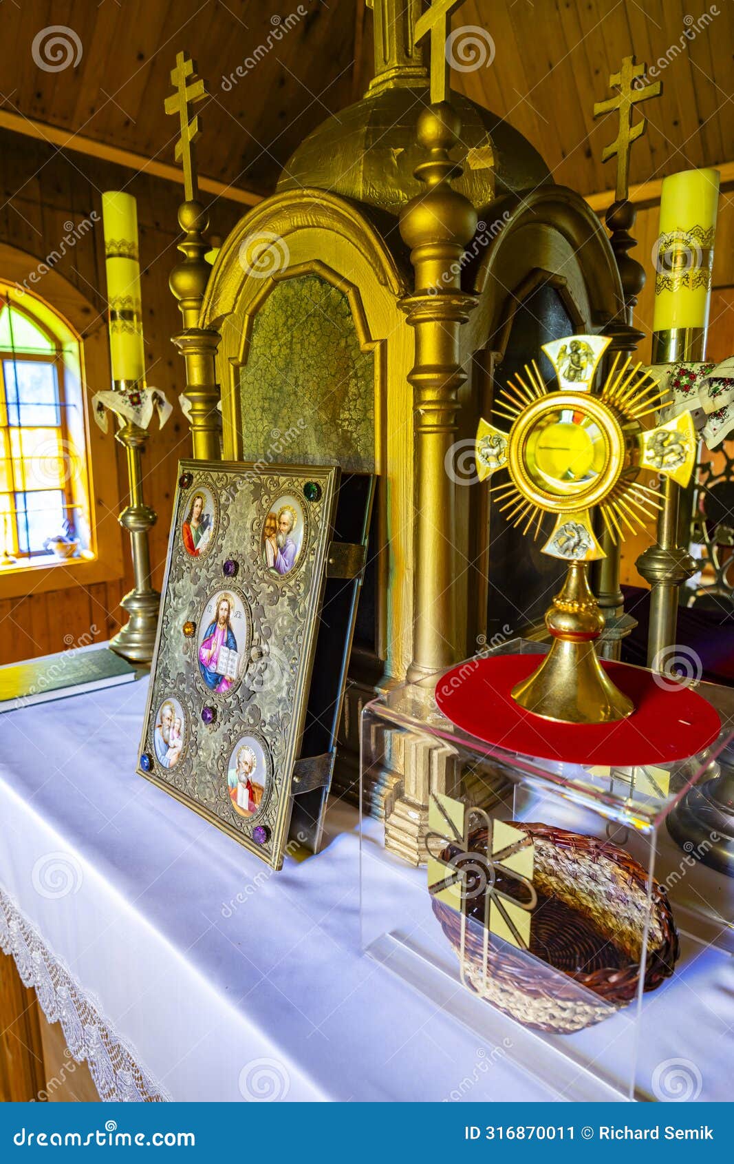 interior of greek catholic church, olchowiec, magurski park narodowy, lesser poland voivodeship, poland