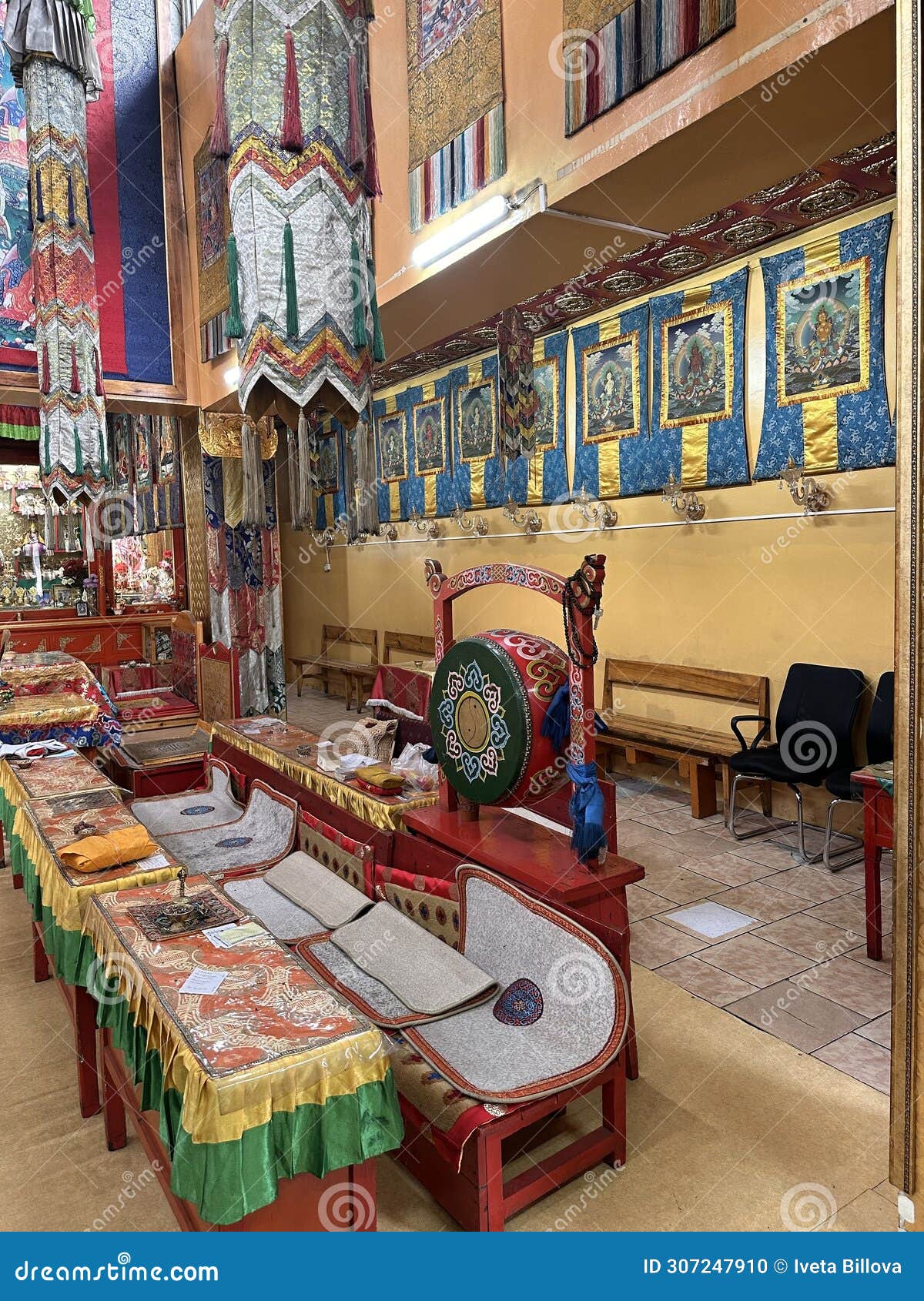 interior of the green tara temple in ulaanbaatar in mongolia