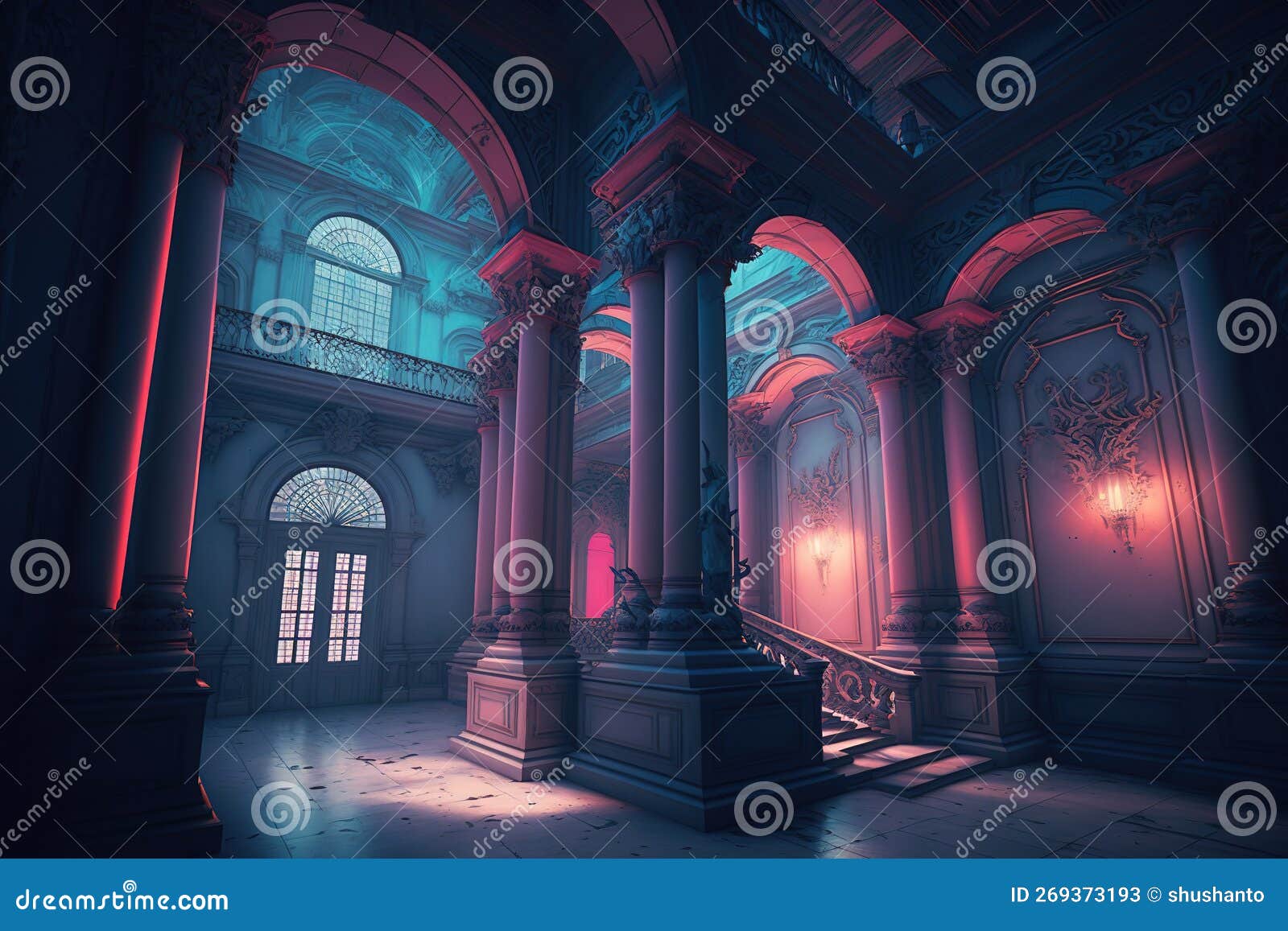 Interior of a hallway stock illustration. Illustration of italy - 269373193