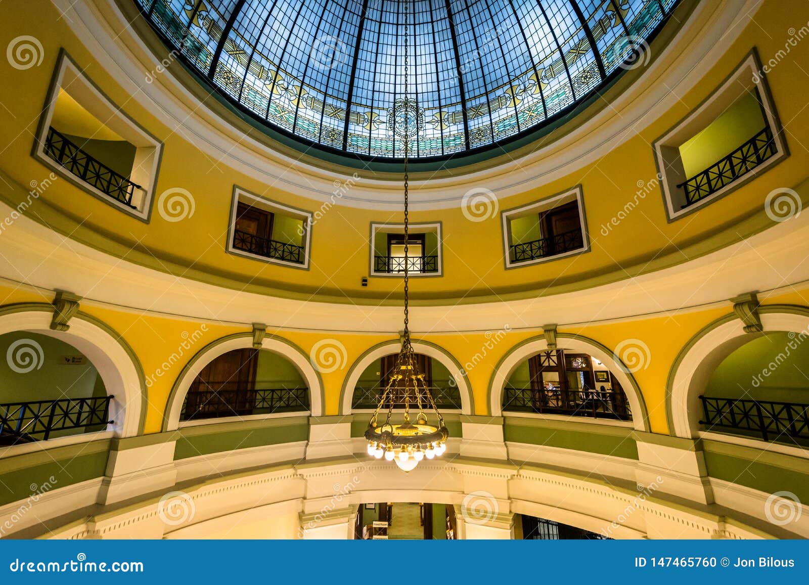 The Interior of the Handley Library, in Winchester, Virginia Stock