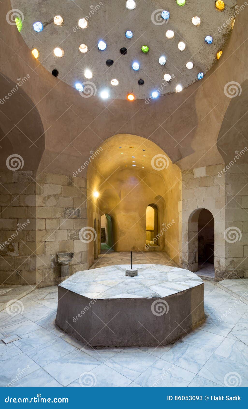 Interior of Historical Traditional Bathhouse Hamam Inal Stock Image