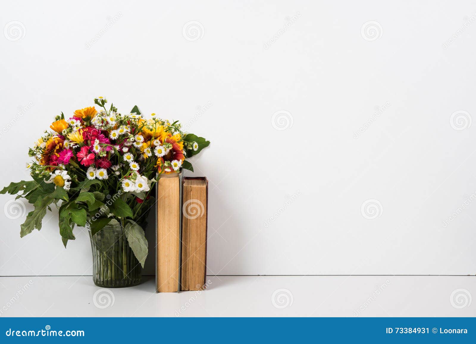 Interior Home Decor with Flowers and Books, Simple Summer Decoration Stock Image Image of