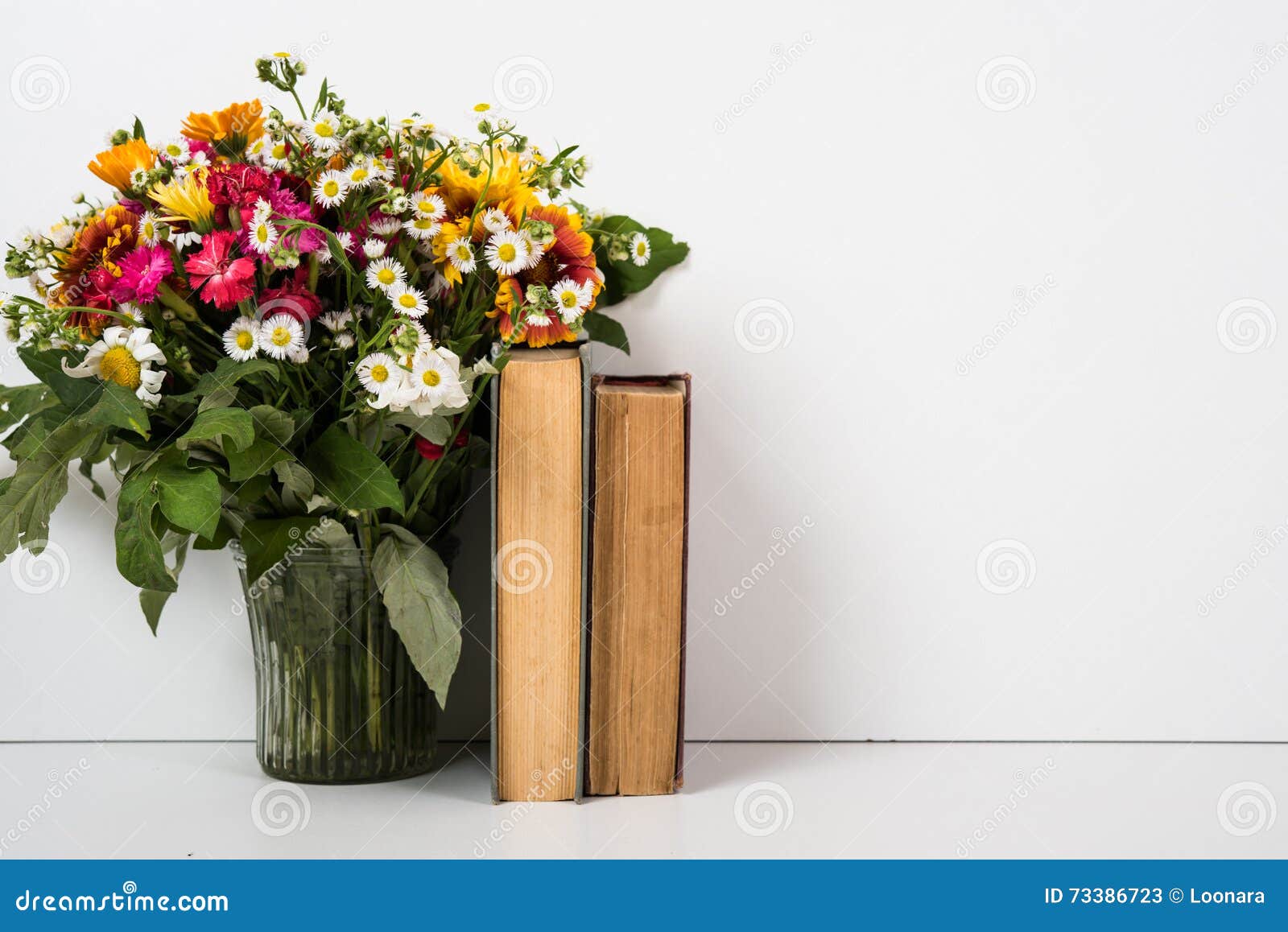 Interior Home Decor with Flowers and Books, Simple Summer Decoration Stock Image Image of