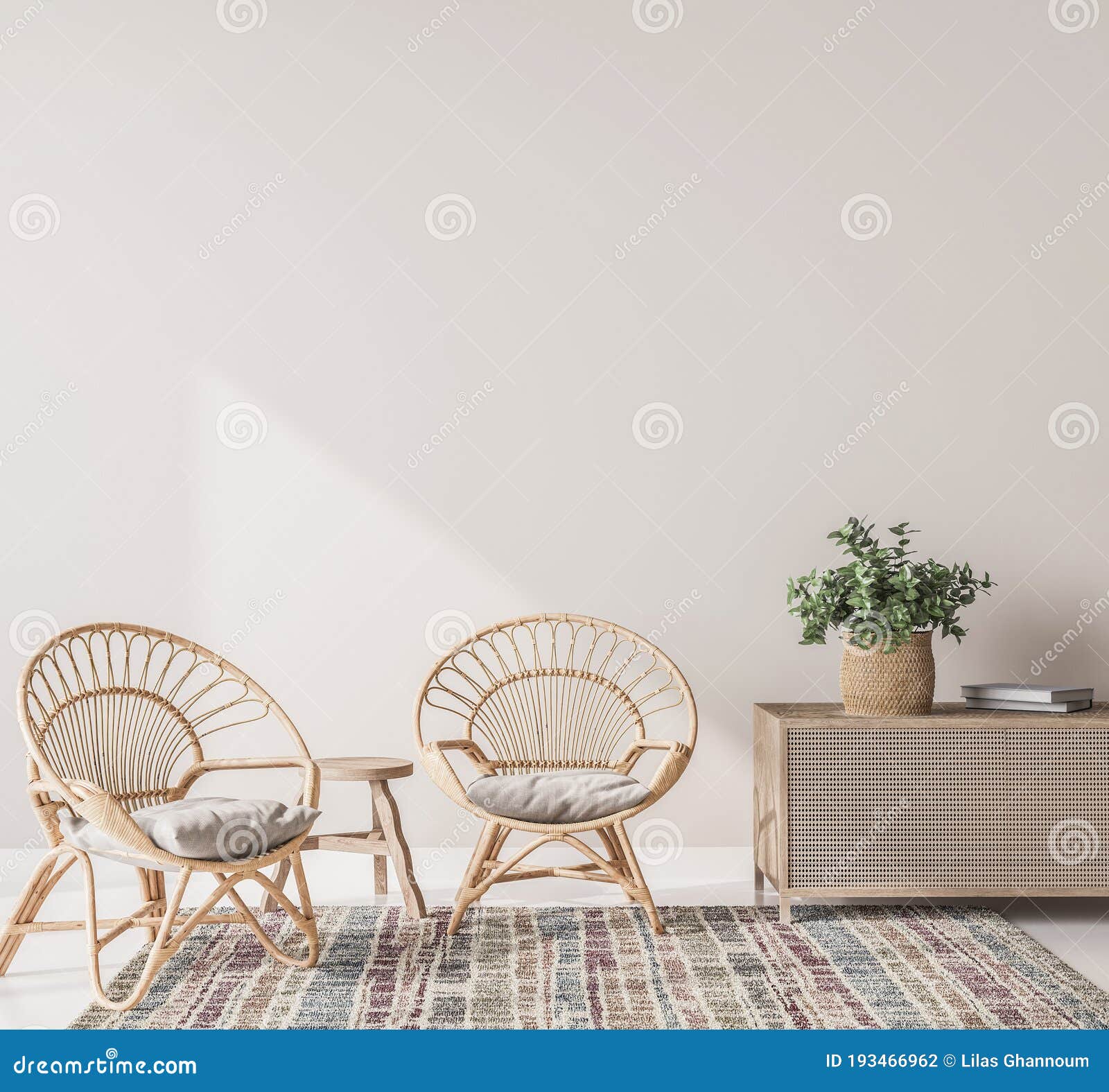 Interior House with Simple White Background Mock Up. Scandinavian Living  Room Design Concept. Stock Photo - Image of home, hotel: 193466962