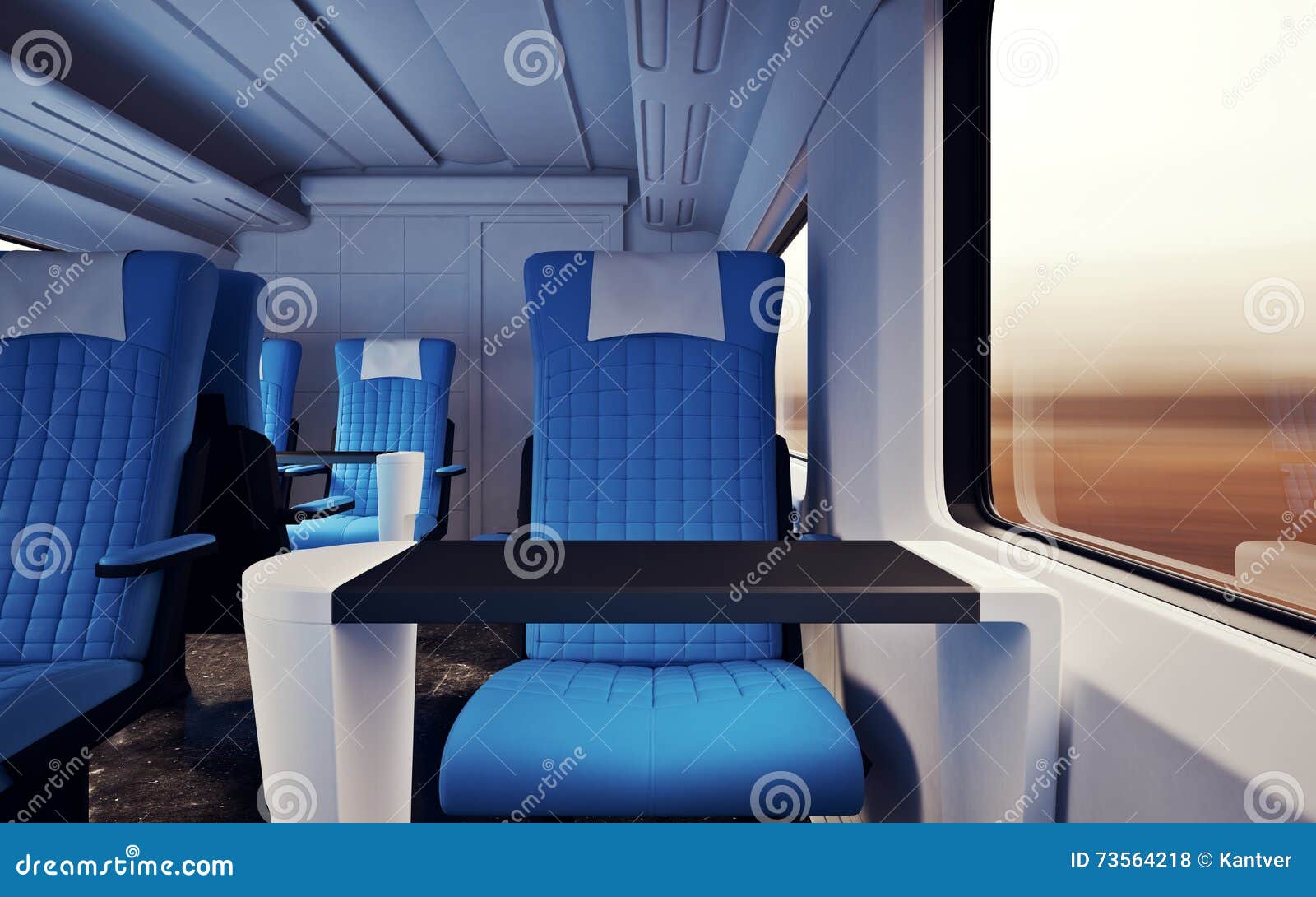 Interior Inside First Class Cabin Modern Speed Express Train