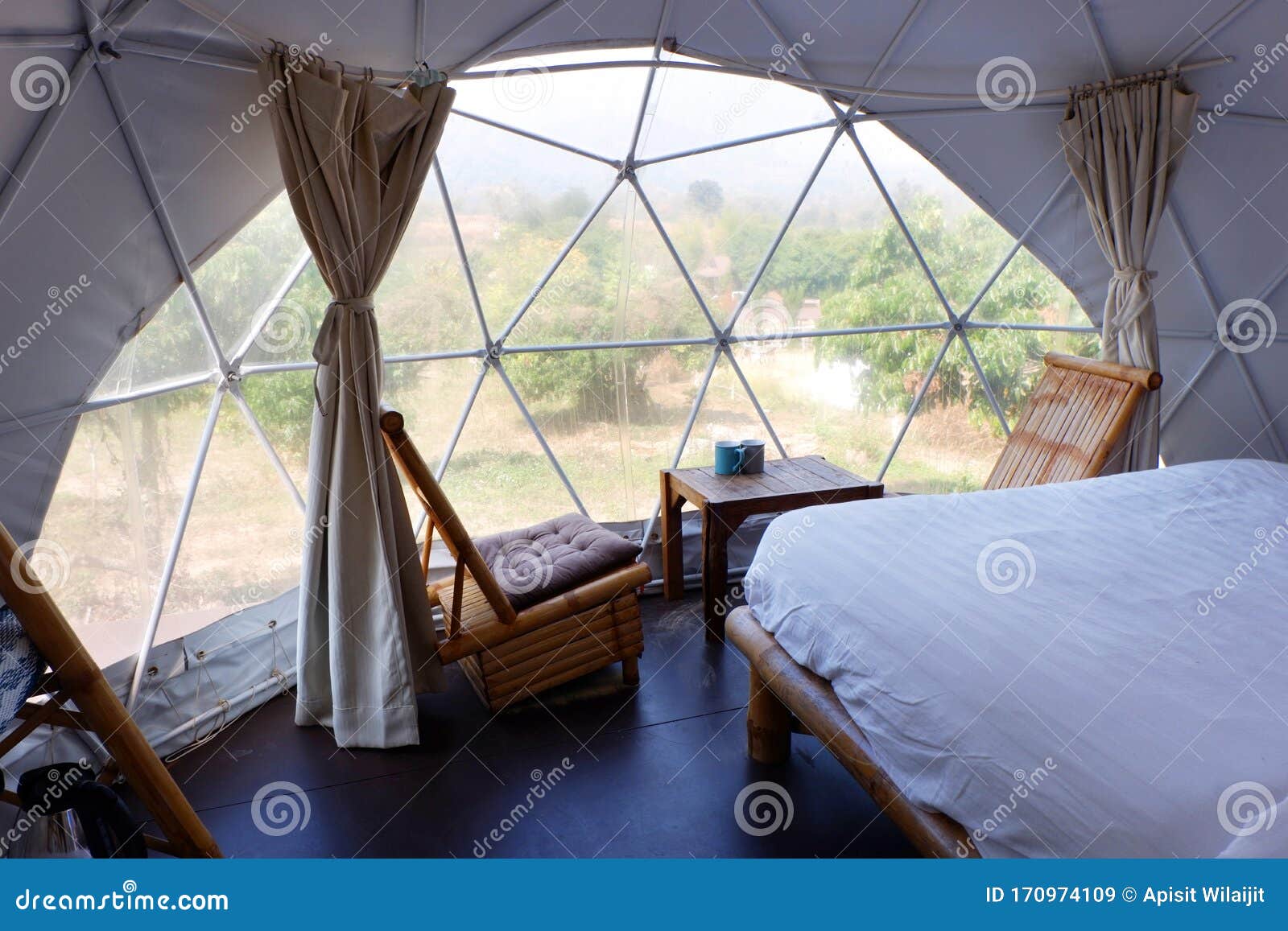 interior inside geodesic dome tents in asia.