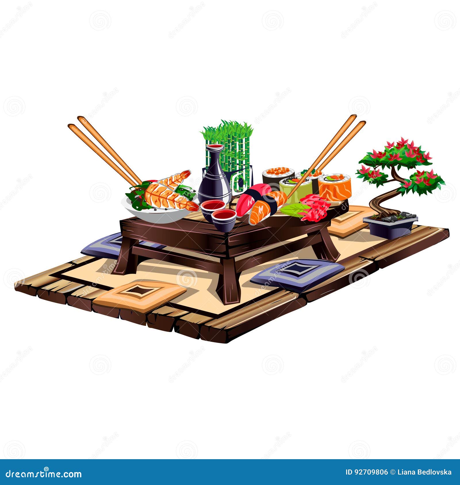 Interior of a Japanese Restaurant Stock Vector - Illustration of fresh