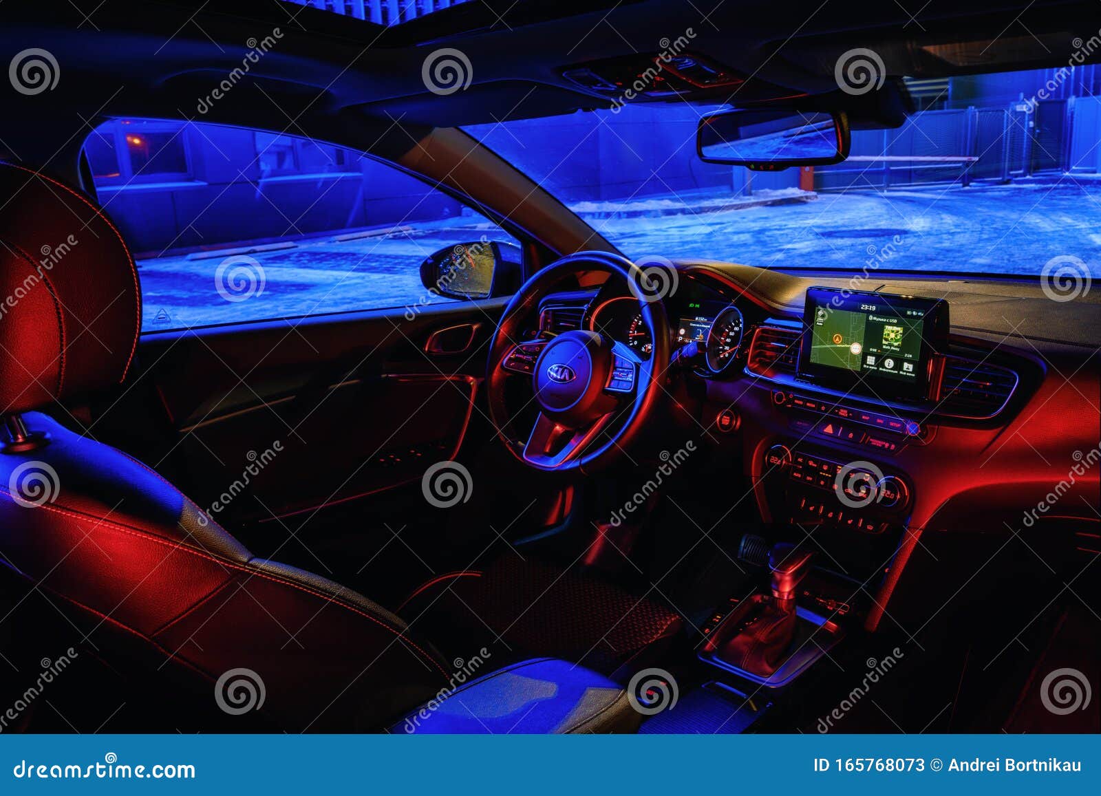 Abrasive Search Probably Interior of Kia Ceed 2018 Car on in Night City with Neon Color Lights  Editorial Stock Photo - Image of fast, display: 165768073