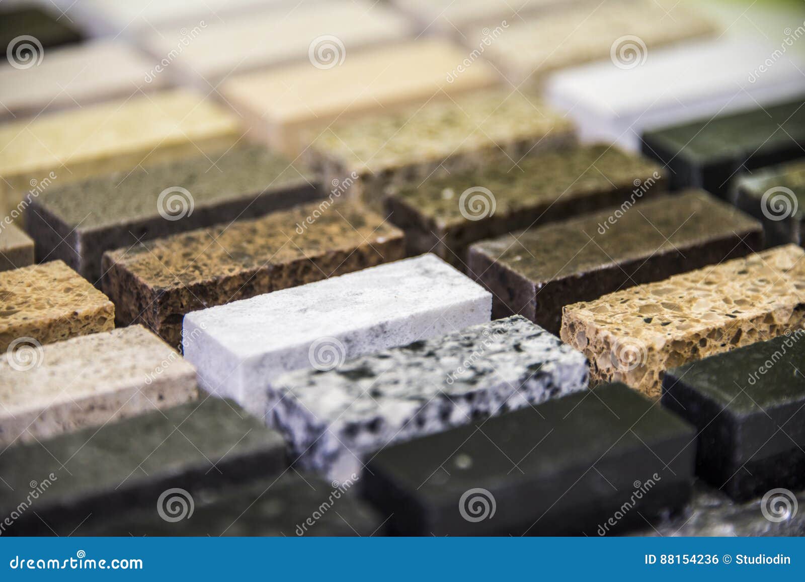 Interior Kitchen Granite Countertop Color Samples Stock Photo