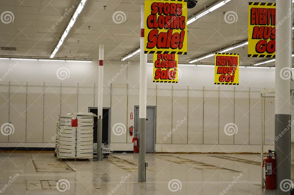 Interior of a Kmart Store, during the Last Day of a Going Out of Business Sale. Few Kmart Retail
