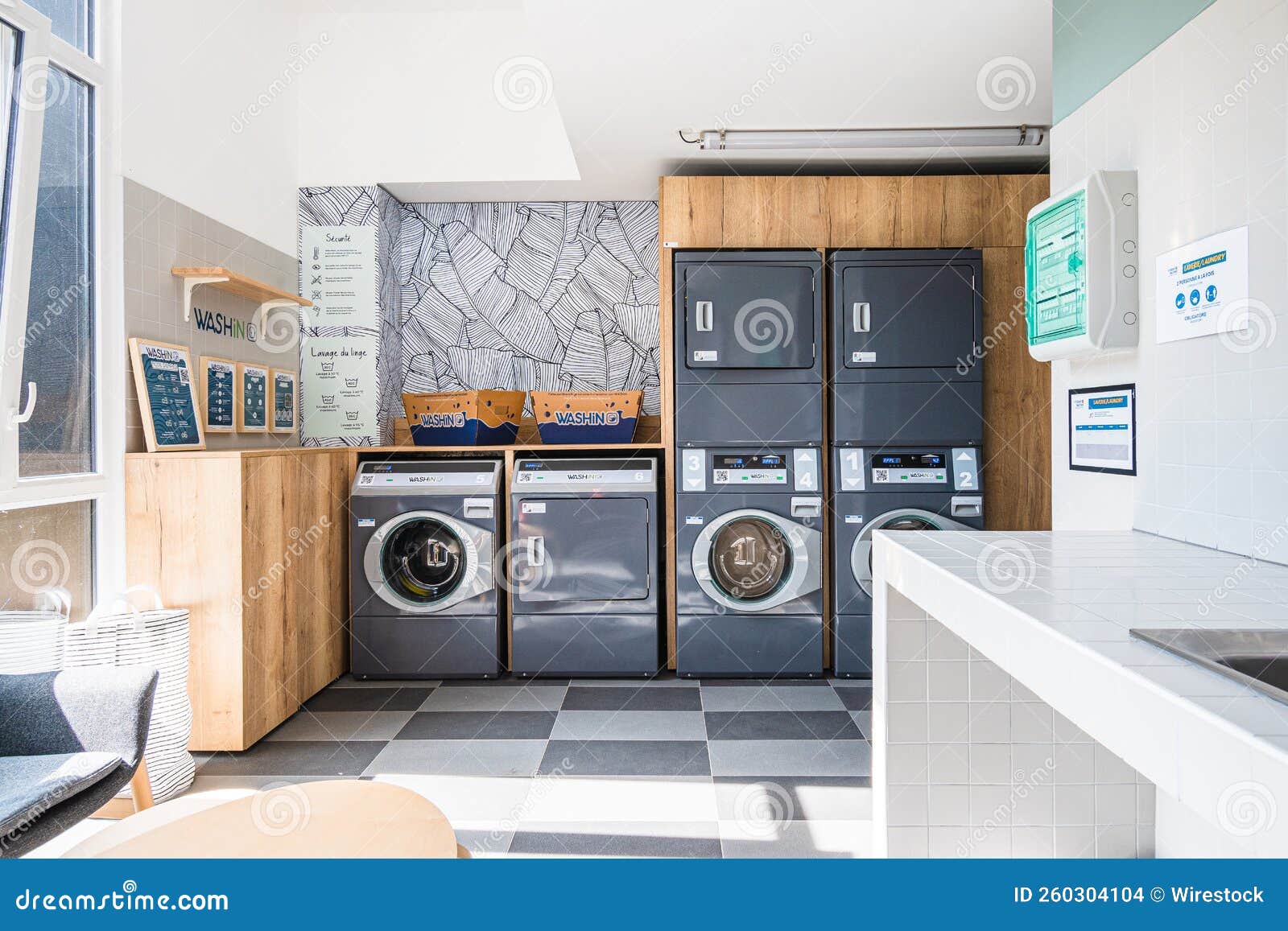 Interior of Laundry Place in a Students Residence Editorial Stock Image