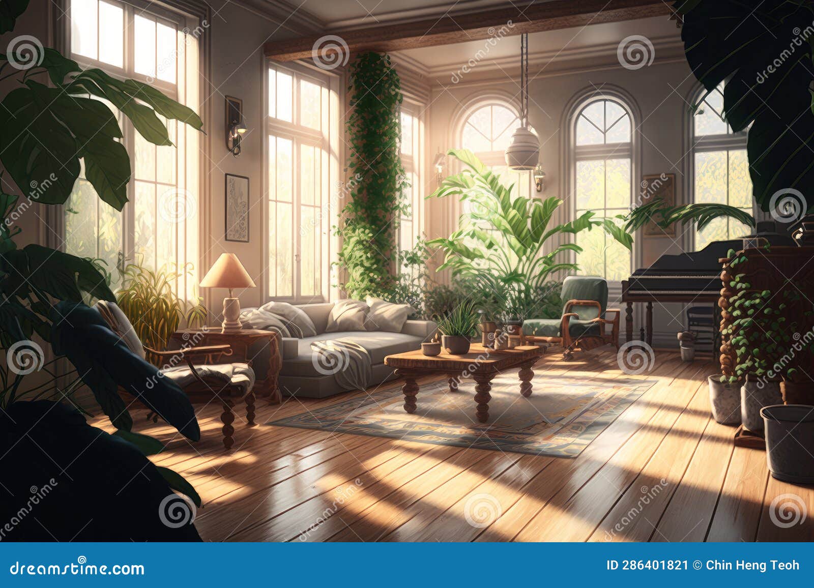 Interior of the Living Room. Illustration Stock Image - Image of