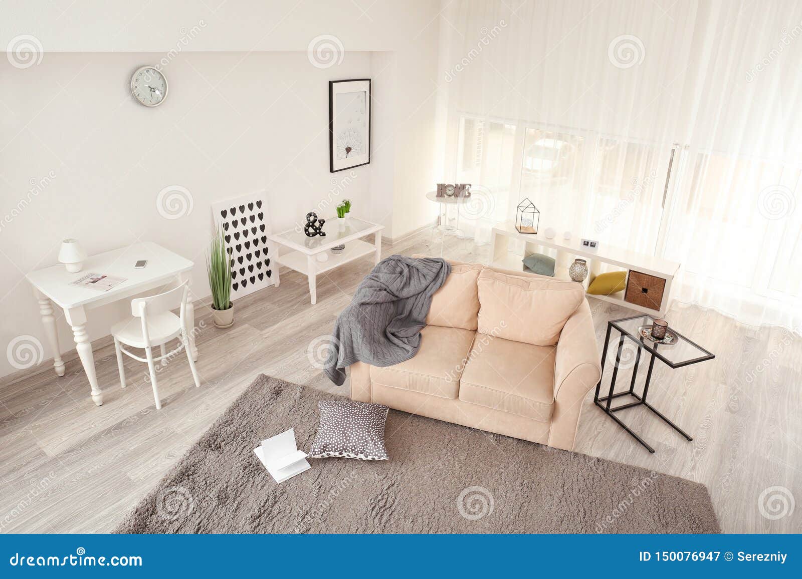 Interior of Living Room, View through CCTV Camera Stock Image Image