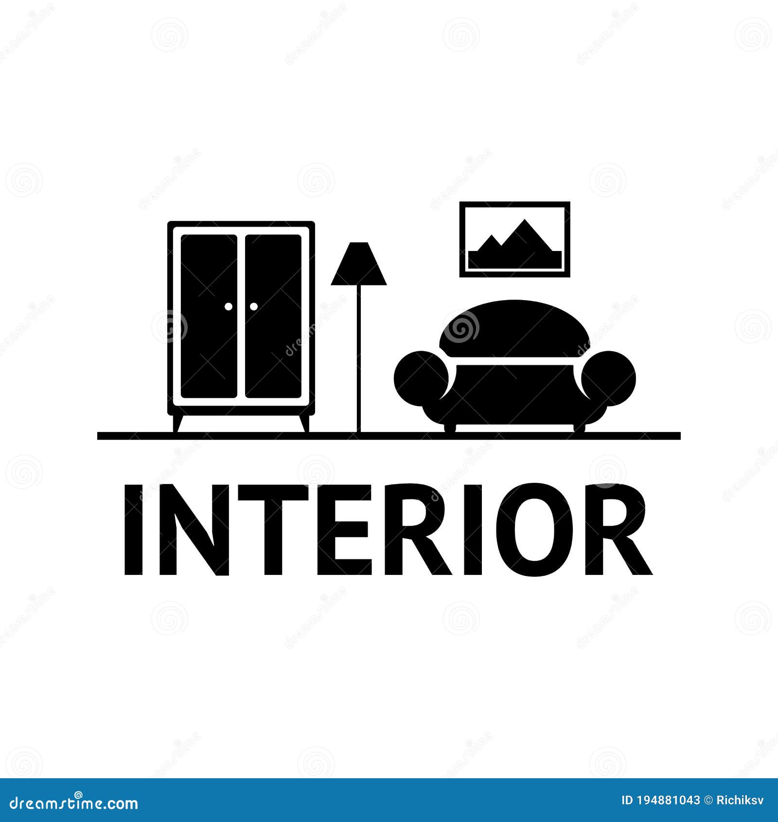 Interior Room, Gallery Furniture Logo Design Stock Vector