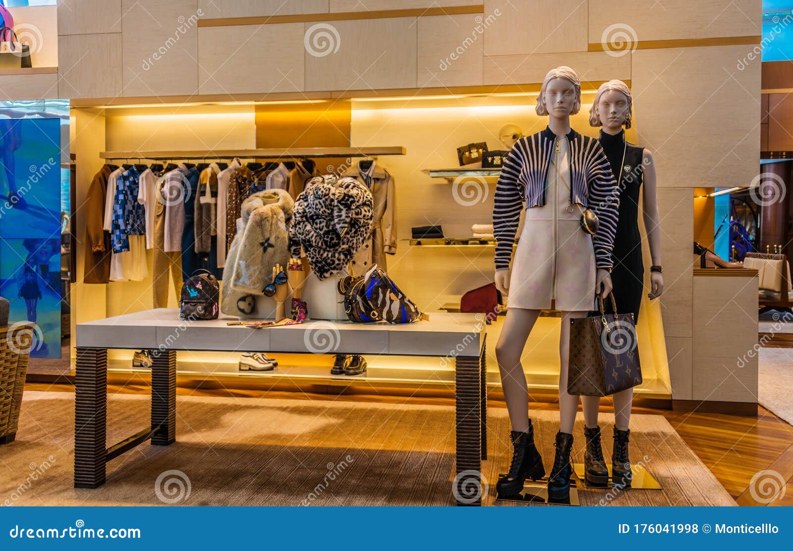 Interior of Louis Vuitton Fashion House in Singapore Editorial