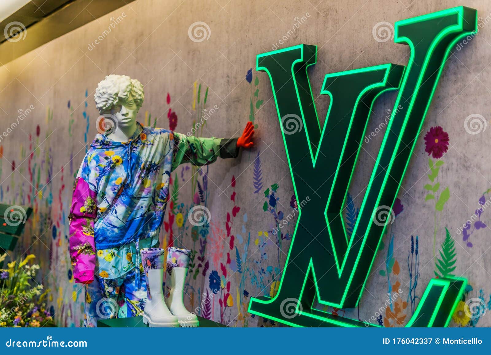 Louis Vuitton Multicolor Paint Drip Fashion Graffiti Pop Art Wall