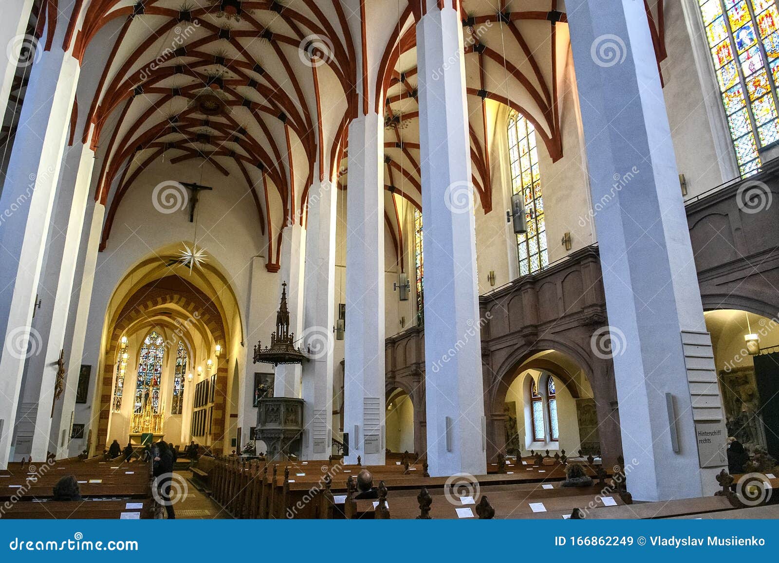 Interior of Lutheran St. Thomas Church Thomaskirche in Leipzig, Germany