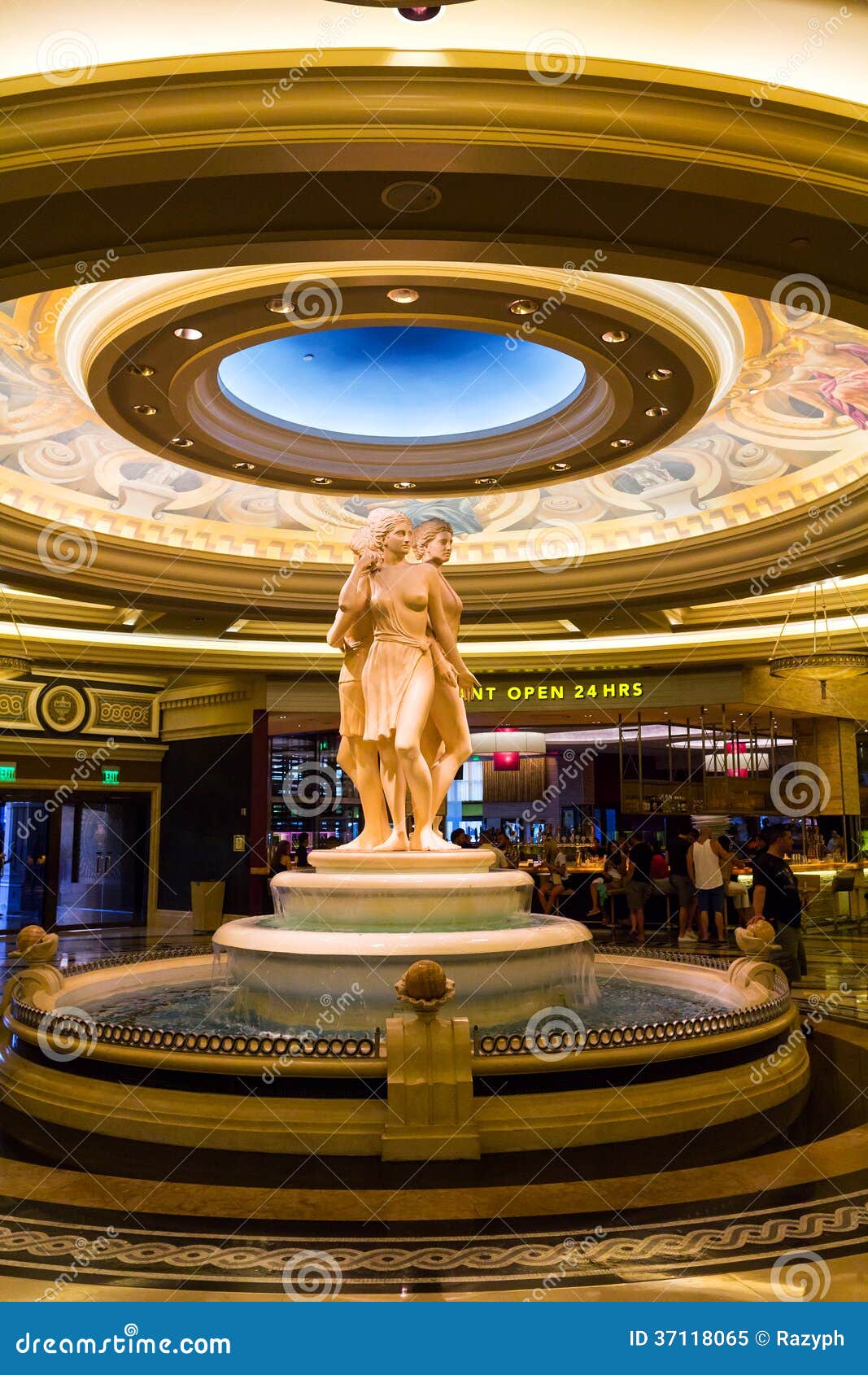 Interior Of A Luxurious Hotel With Marble Greek Statues