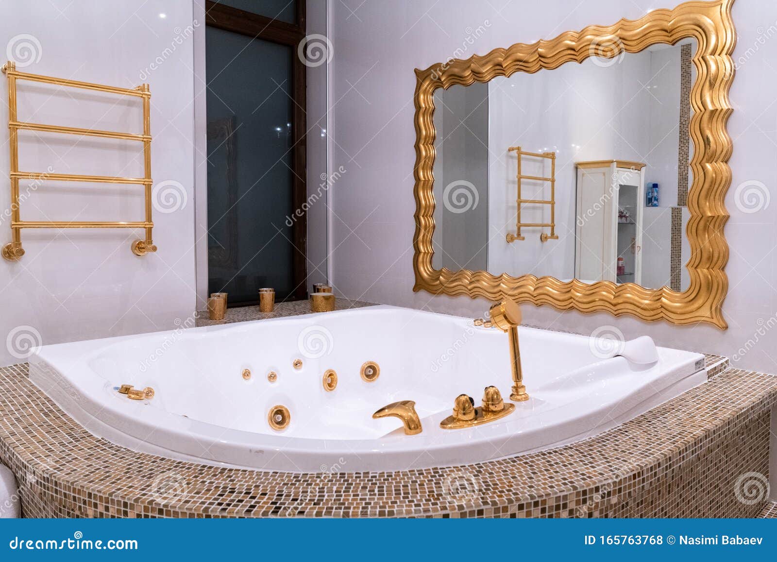 Interior of a Luxury Bathroom with Jacuzzi Stock Photo Image of
