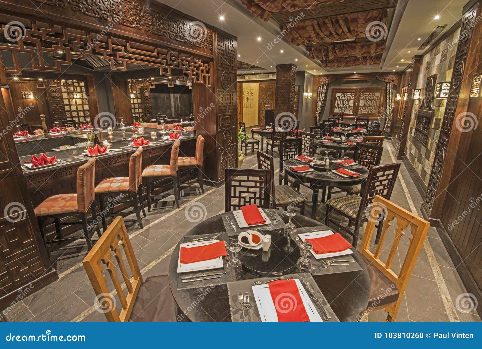 Interior of a Luxury Hotel Asian Restaurant Stock Photo - Image of fork ...