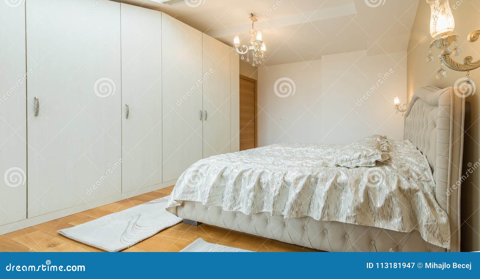 Interior of a Luxury Loft Bedroom with Closet Stock Image Image of