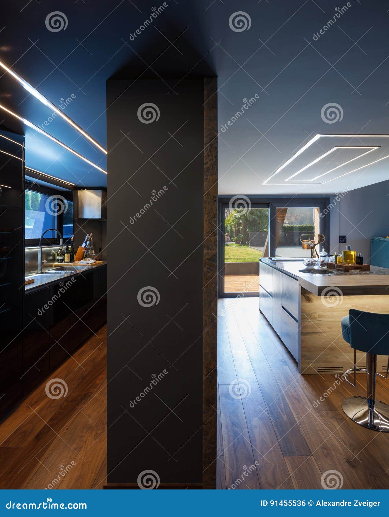 Interior of a Luxury Modern Villa, Kitchen Stock Photo - Image of