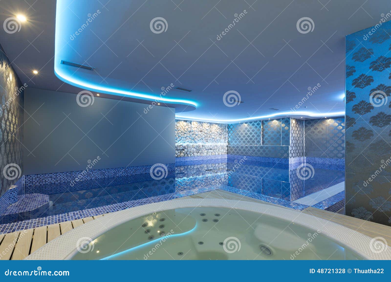 Interior of a Luxury Spa Center with Jacuzzi Bath Stock Photo Image