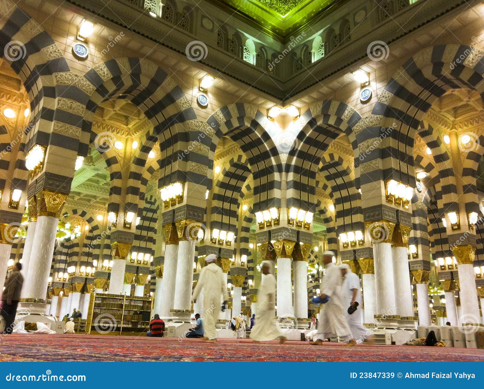 Interior Of Masjid Mosque Al Nabawi In Medina Editorial