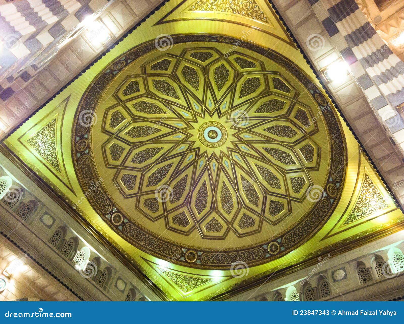 Interior Of Masjid Mosque Al Nabawi In Medina Editorial