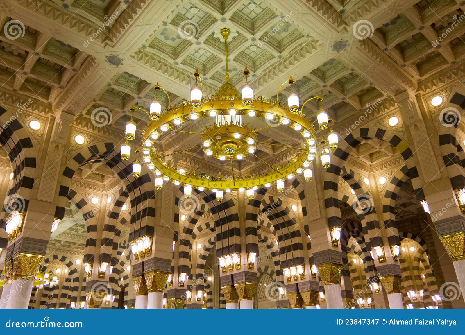 Interior Of Masjid Mosque Al Nabawi In Medina Editorial