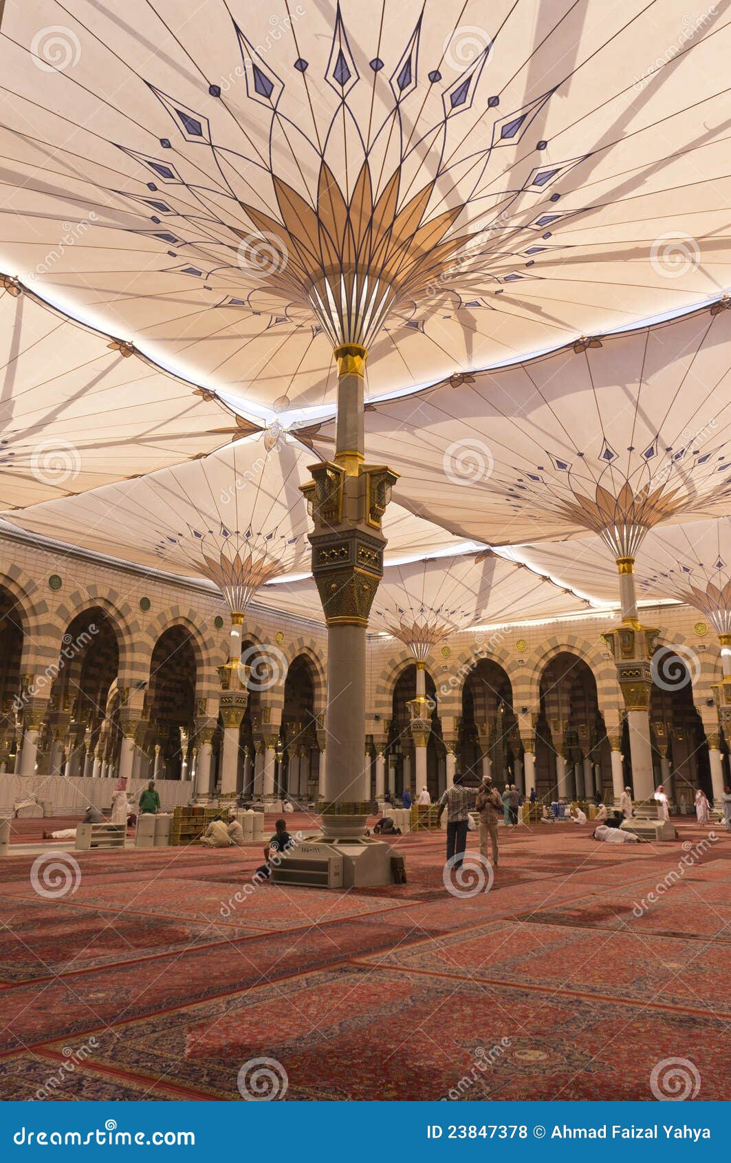 Interior Of Masjid Mosque Al Nabawi In Medina Editorial