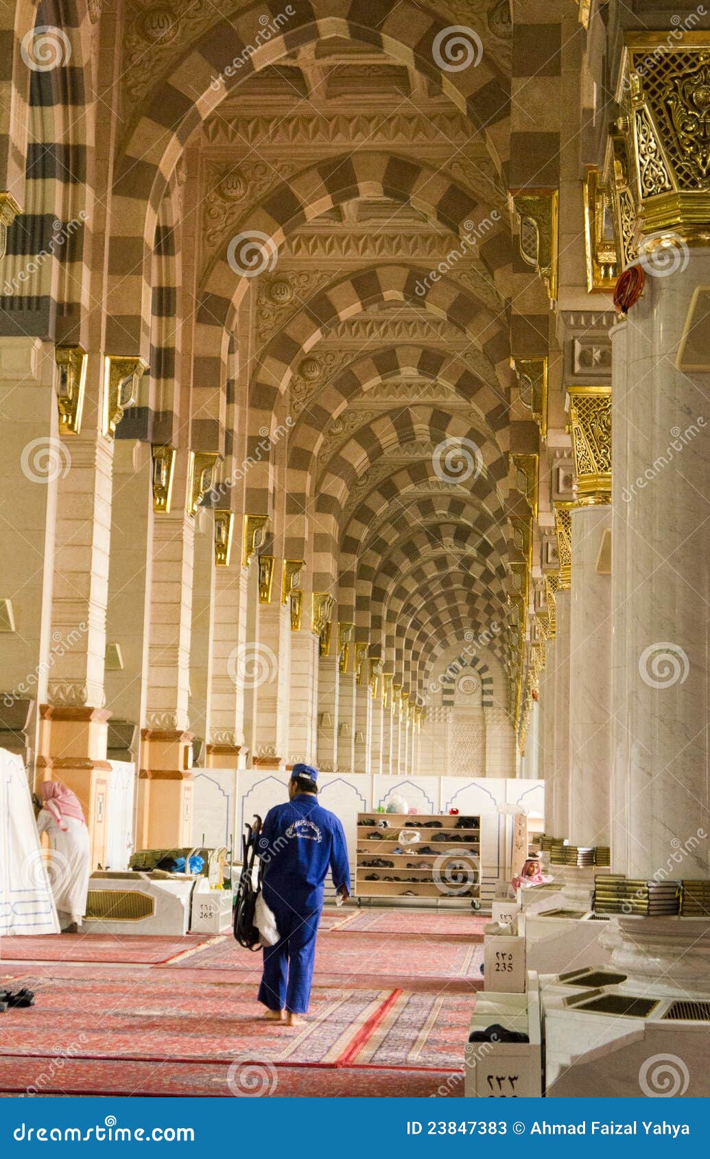 Interior Of Masjid Mosque Al Nabawi In Medina Editorial