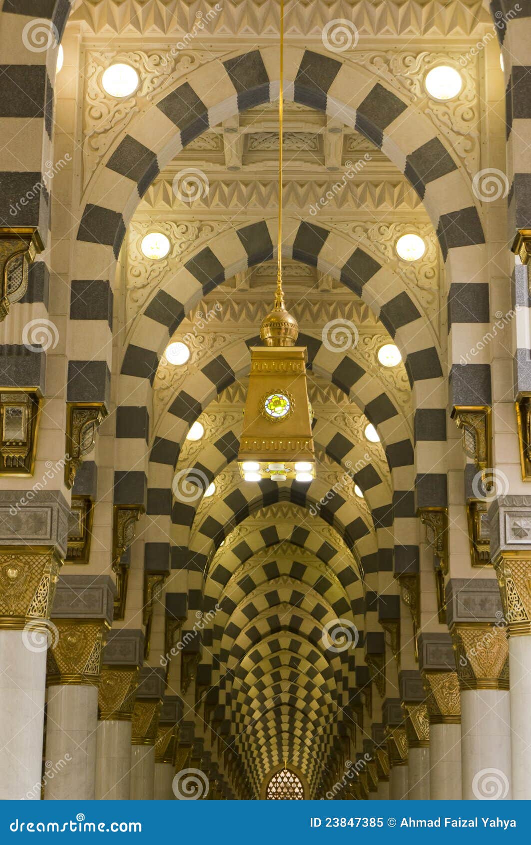 Interior Of Masjid Mosque Nabawi In Medina Stock Image
