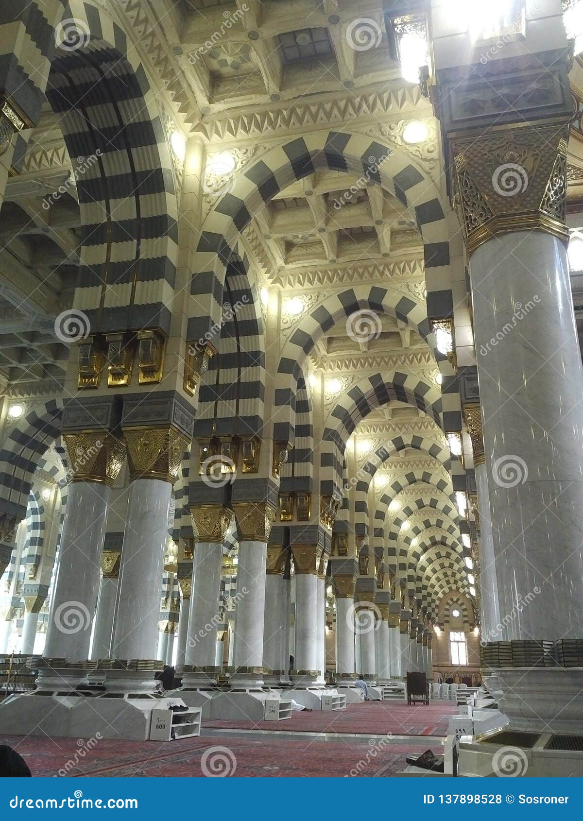 Interior Of Masjid Nabawi Madinah Saudi Arabia Editorial