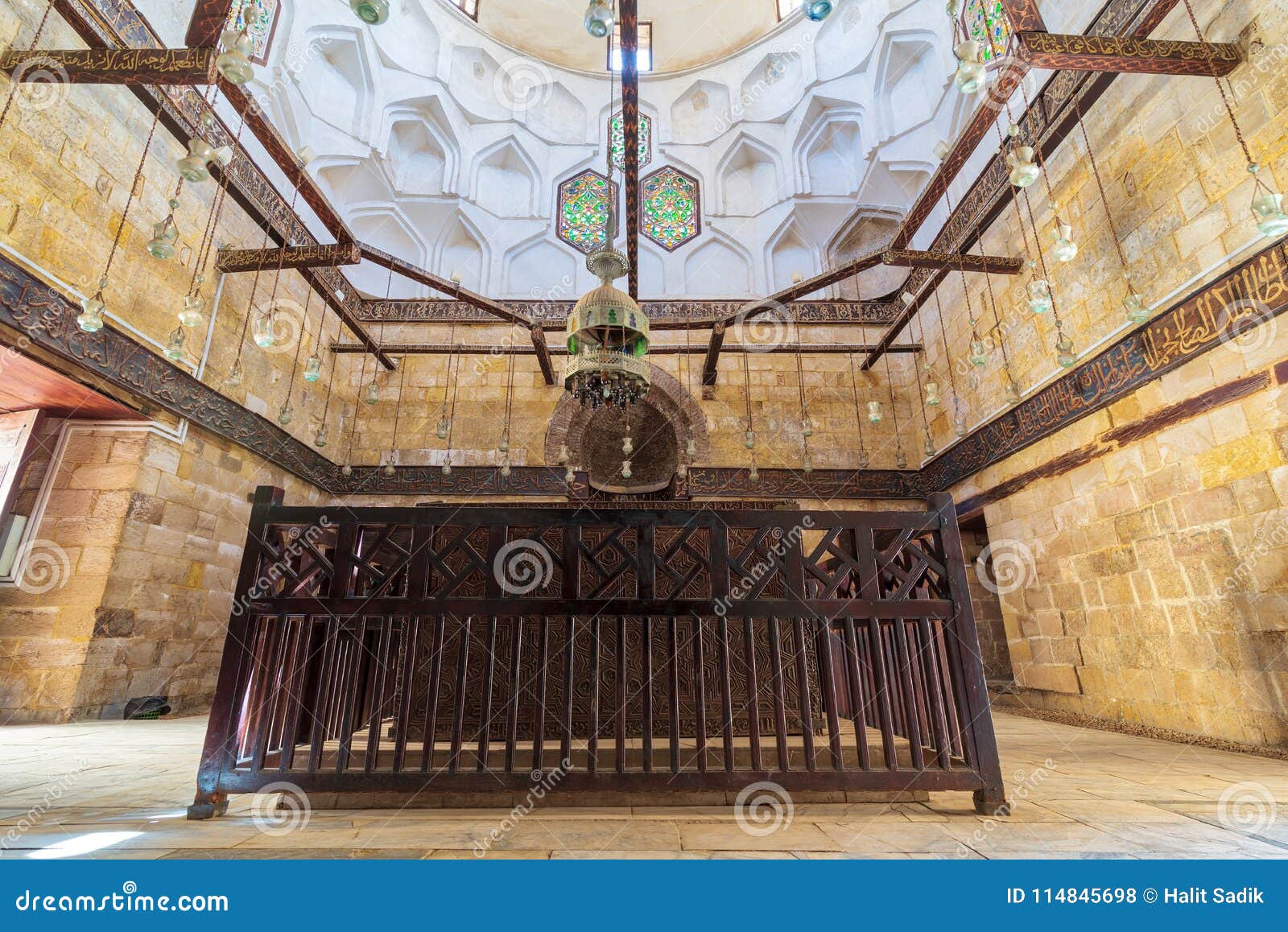 interior of mausoleum of al-salih nagm ad-din ayyub in 1242-44, al muizz street, old cairo, egypt