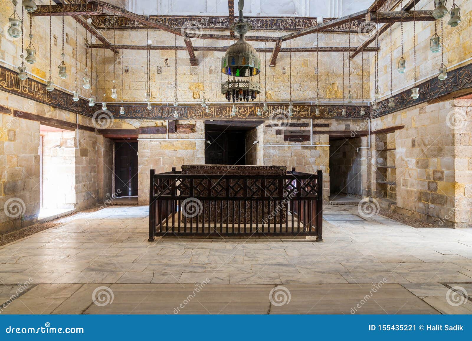 interior of mausoleum of al-salih nagm al-din ayyub, moez street, old cairo, egypt