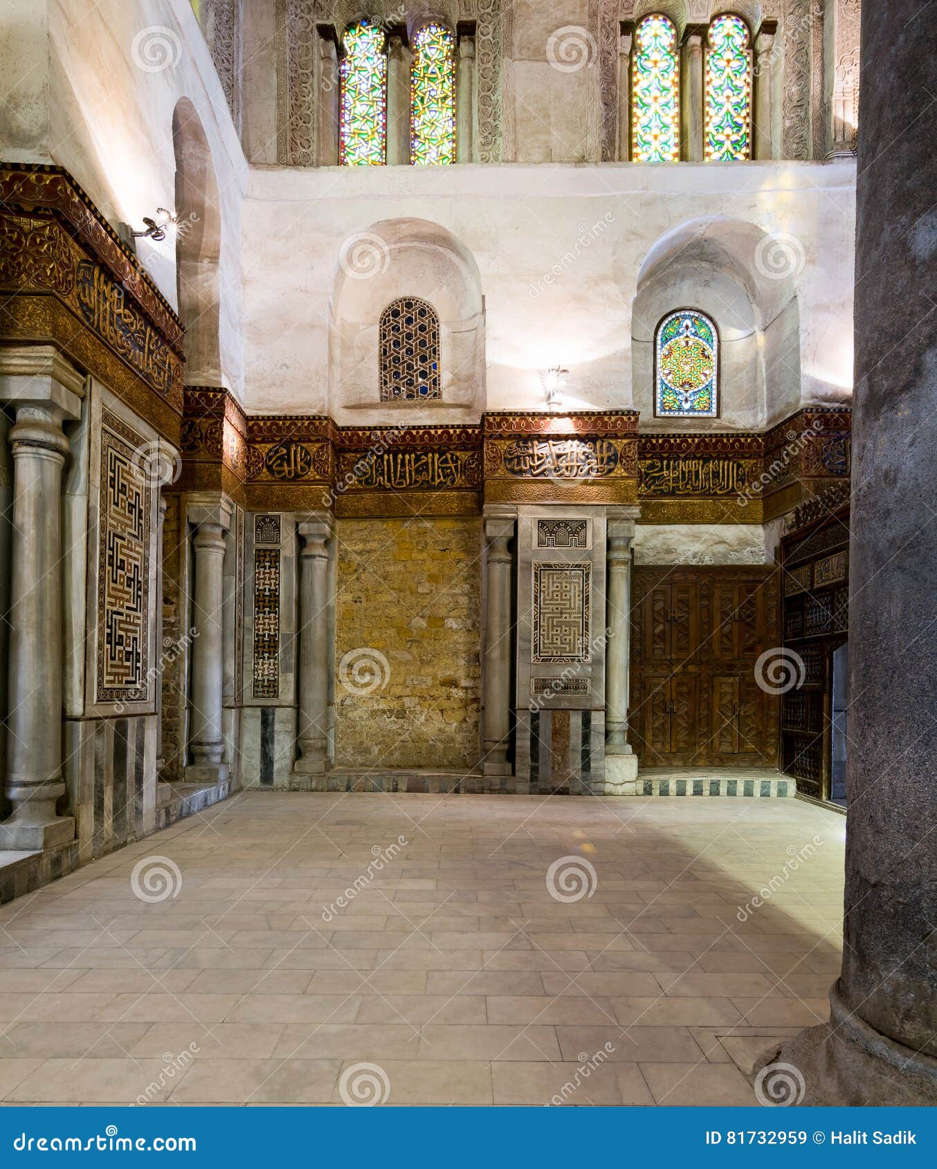 interior of the mausoleum of sultan qalawun, old cairo, egypt