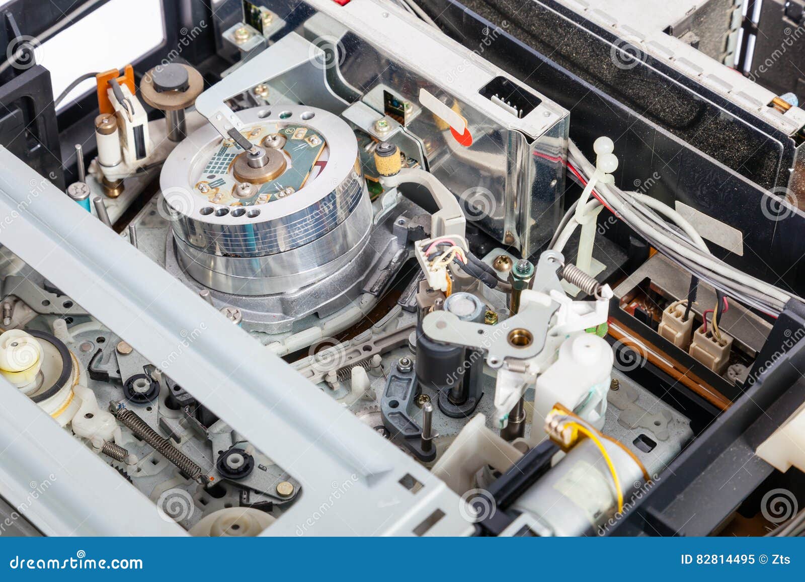 Interior of the Mechanics of an Old and Obsolete VCR Stock Image
